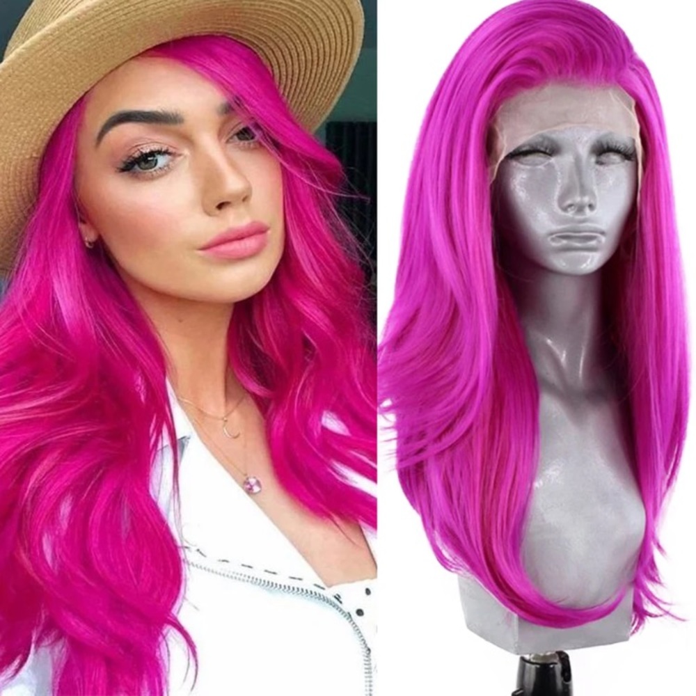 - 22" PINK NATURUAL WAVE LaceFront Wig  *NEW*